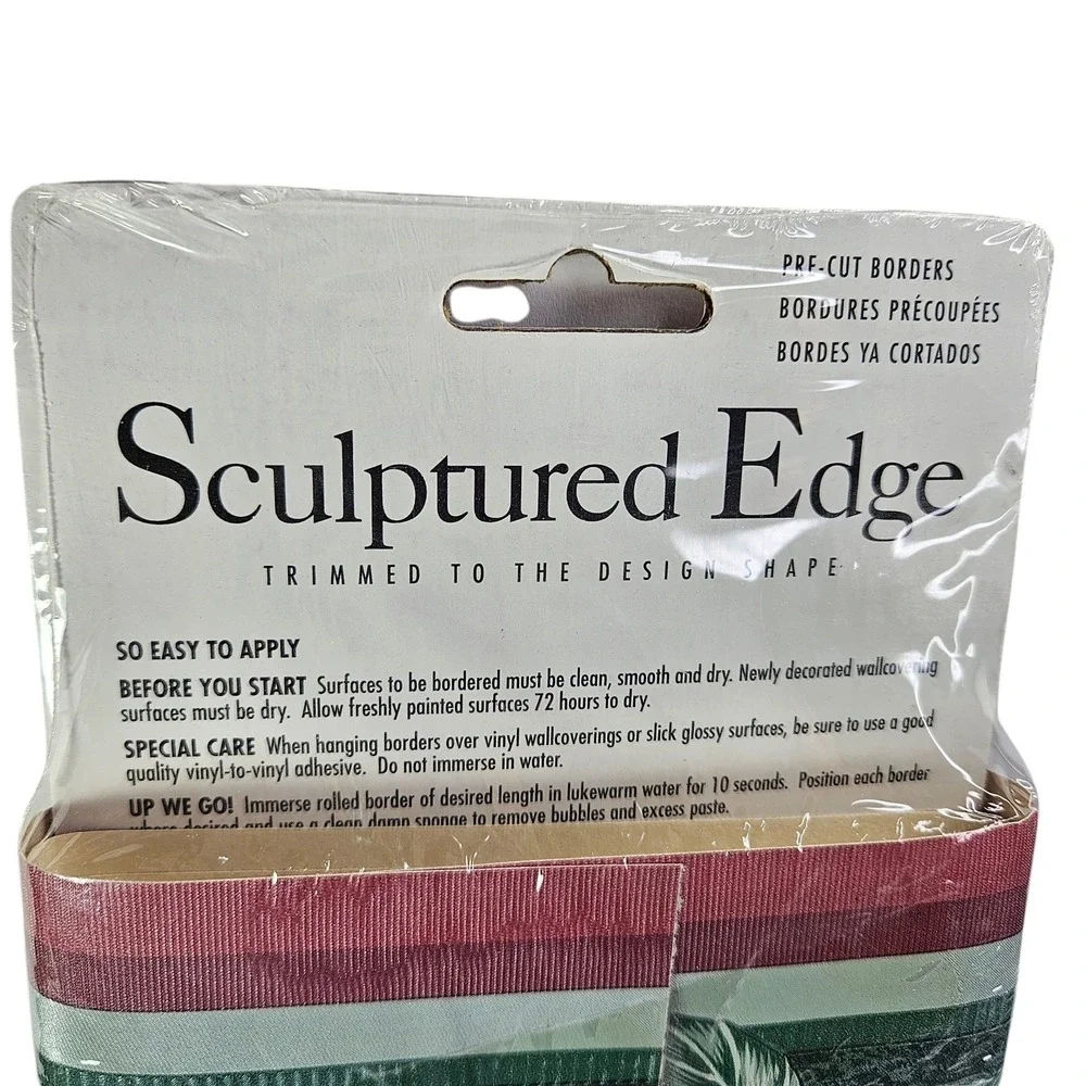 Wallpaper Border Floral Decorative Sculptured Edge Flowers 15 yds Total New Vtg